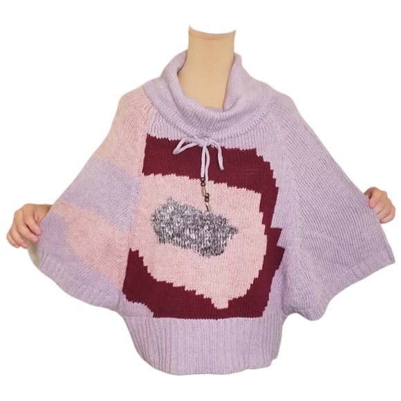 Vertigo Paris Printed Drawstring Cowl Neck Sweater Sz M - Picture 4 of 6